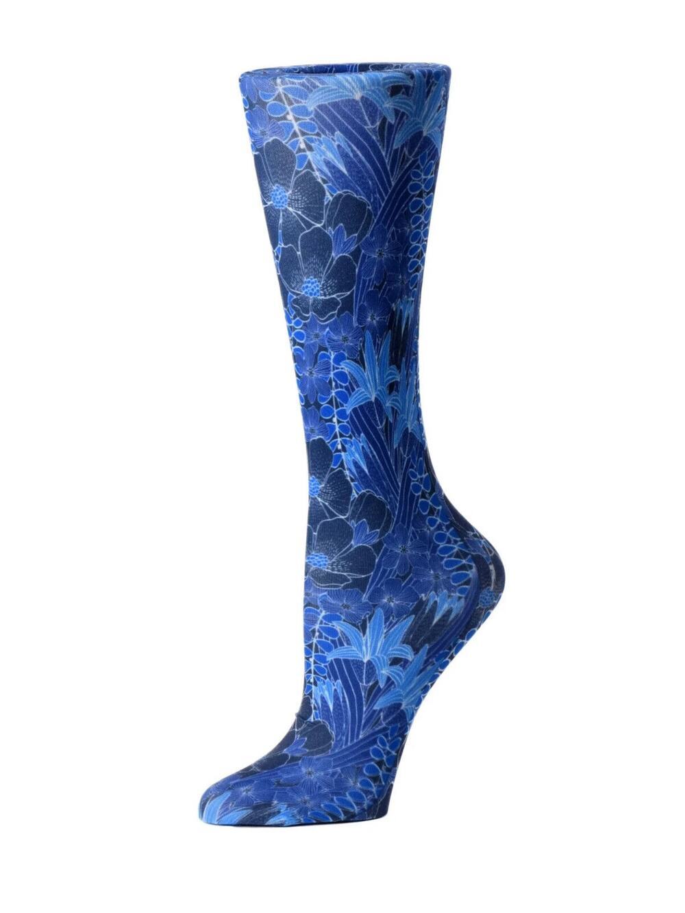 NEW Cutieful Therapeutic Compression Socks Fits Size 5-11 Blue Floral Flowers